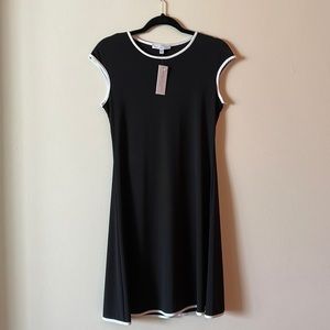 Annalee & Hope- Black shift dress with white piping.